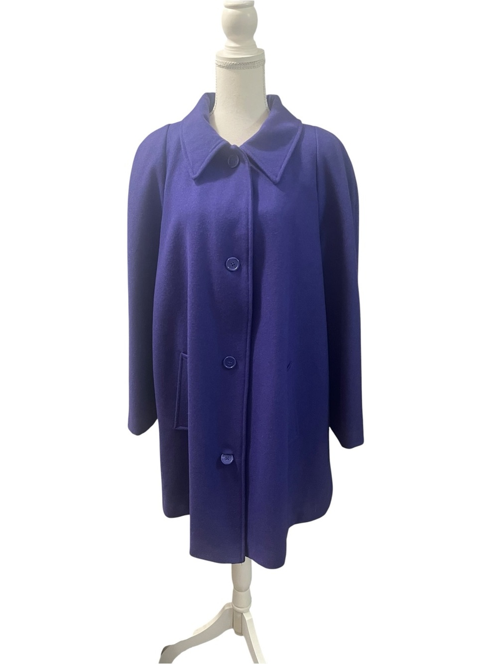 NWOT Woman Within Wool Blend Coat Button Up Purple Pockets 18W Lined